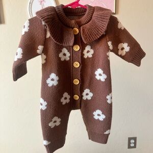 🤎SOLD🤎Floral Knit Baby Romper
